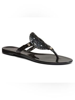 Jack Rogers Georgica Jelly Sandals Black Size 8 Thong Flip Flops